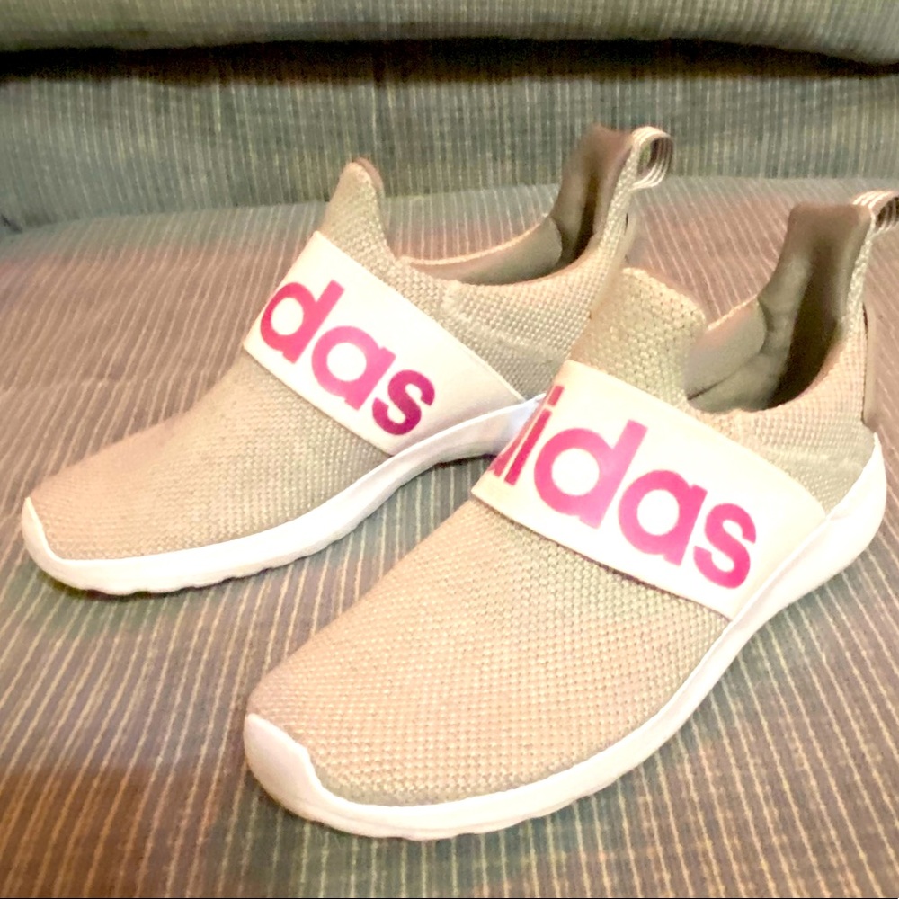 ADIDAS white/purple slip on sneakers